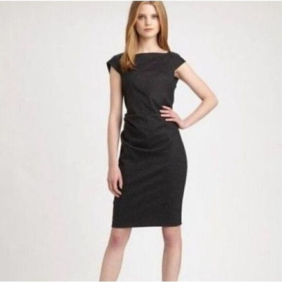 DVF Diane von Furstenberg Gabi Felted Jersey Ruched Sheath Dress Gray Size 4 - Picture 1 of 9